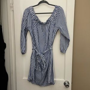 Gap Seersucker Off the Shoulder Dress